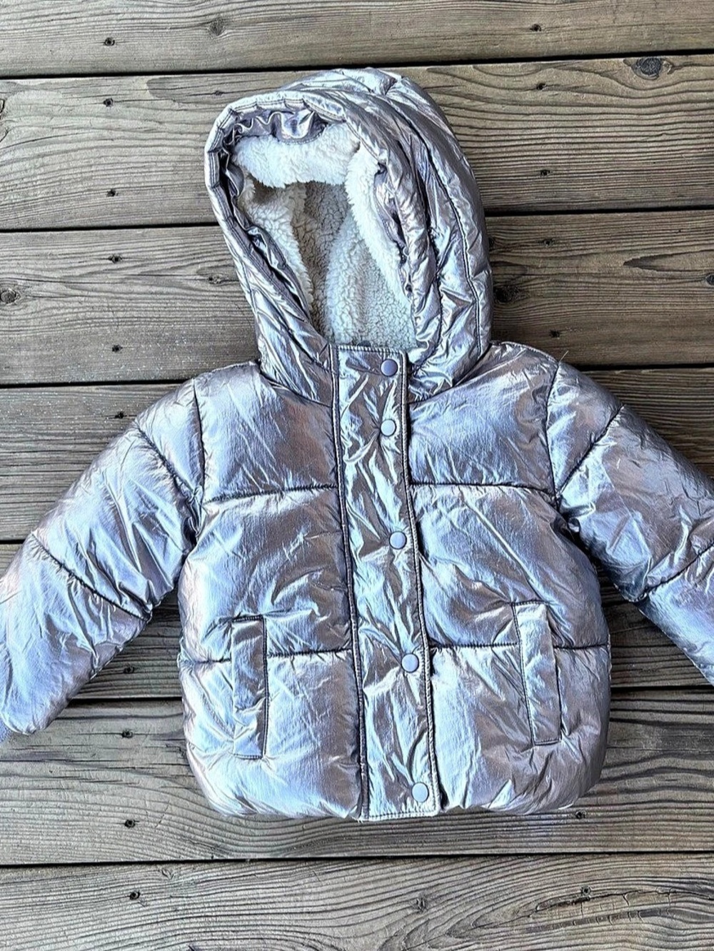 baby GAP Toddler Recycled Metallic Shine Heavyweight Puffer Jacket Size 2 years